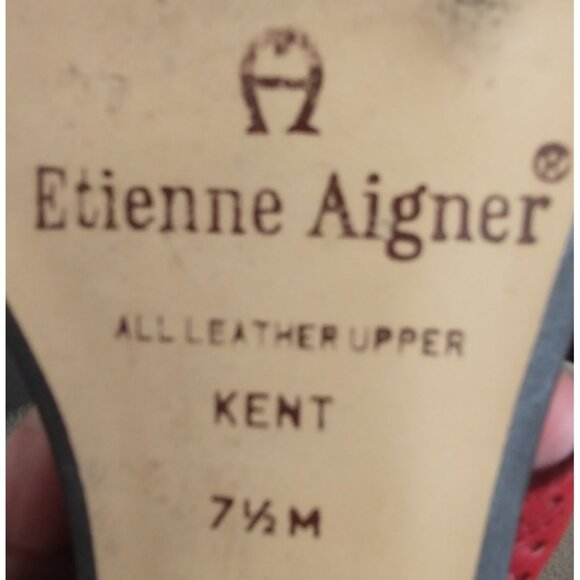 Etienne Aigner Wedge Sandals Kent Leather Double Strap Stretch Red - 7.5M - Picture 8 of 9